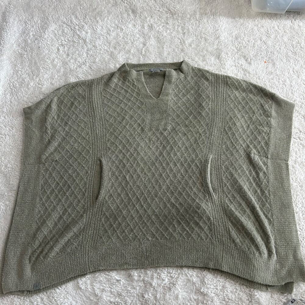 Barefoot Dreams XXS/XS CozyChic Lite Split Neck Diamond Poncho Green Lounge